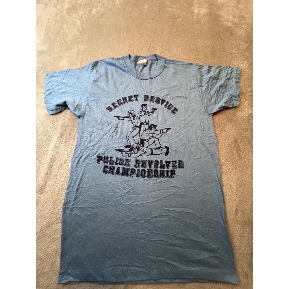 Moorewear T-Shirt Mens M Blue Secret Service Police Revolver Championship USA